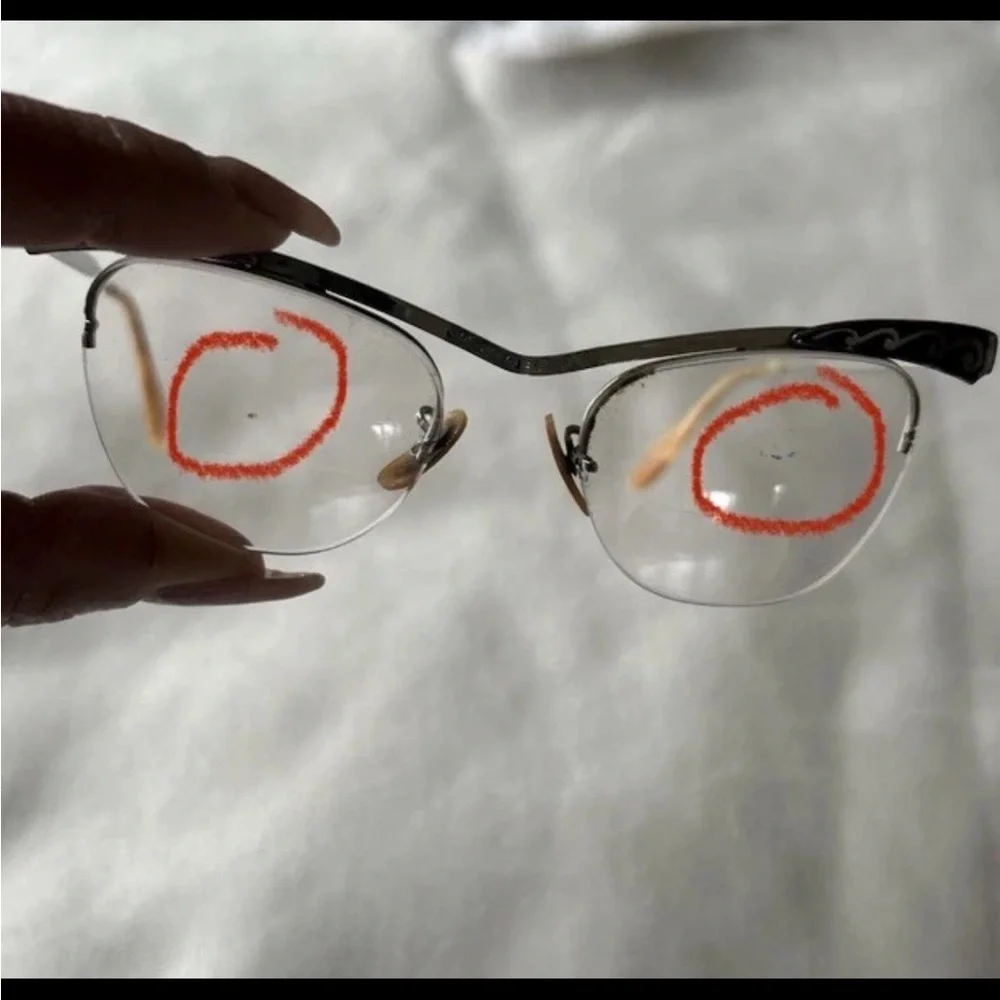 B&L 1/10 12kgf 5 Vintage Cat Eye Glasses Frames Etching 1950s 1960s